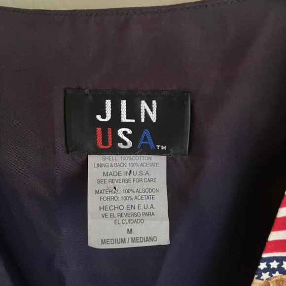 JLN American Patriotic Vest Unisex Size M Suit Top Novelty Print Teddy Bear USA - Picture 8 of 8